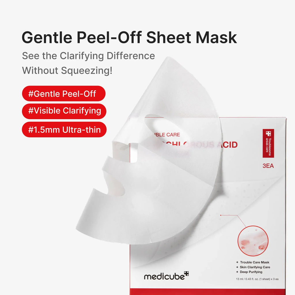 [medicube] Hypochlorous Acid Peel Masks | Peel-Off Sheet Mask for Excess Sebum & Pore Care | Panthenol, Hyaluronic acid for Hydrating & Pore-Refining Care | Korean Skincare, (13ml / 0.43 fl. oz. X 3ea)