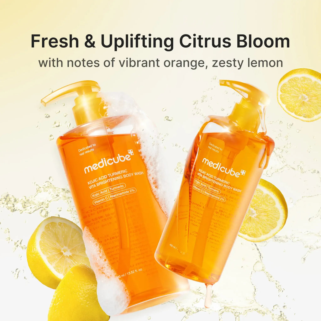 [medicube] Cora's Confident Pits Kit | Includes Kojic Acid Turmeric Peel Shot, Kojic Brightening Body Wash, Kojic Gold Vita Jelly Mist Serum