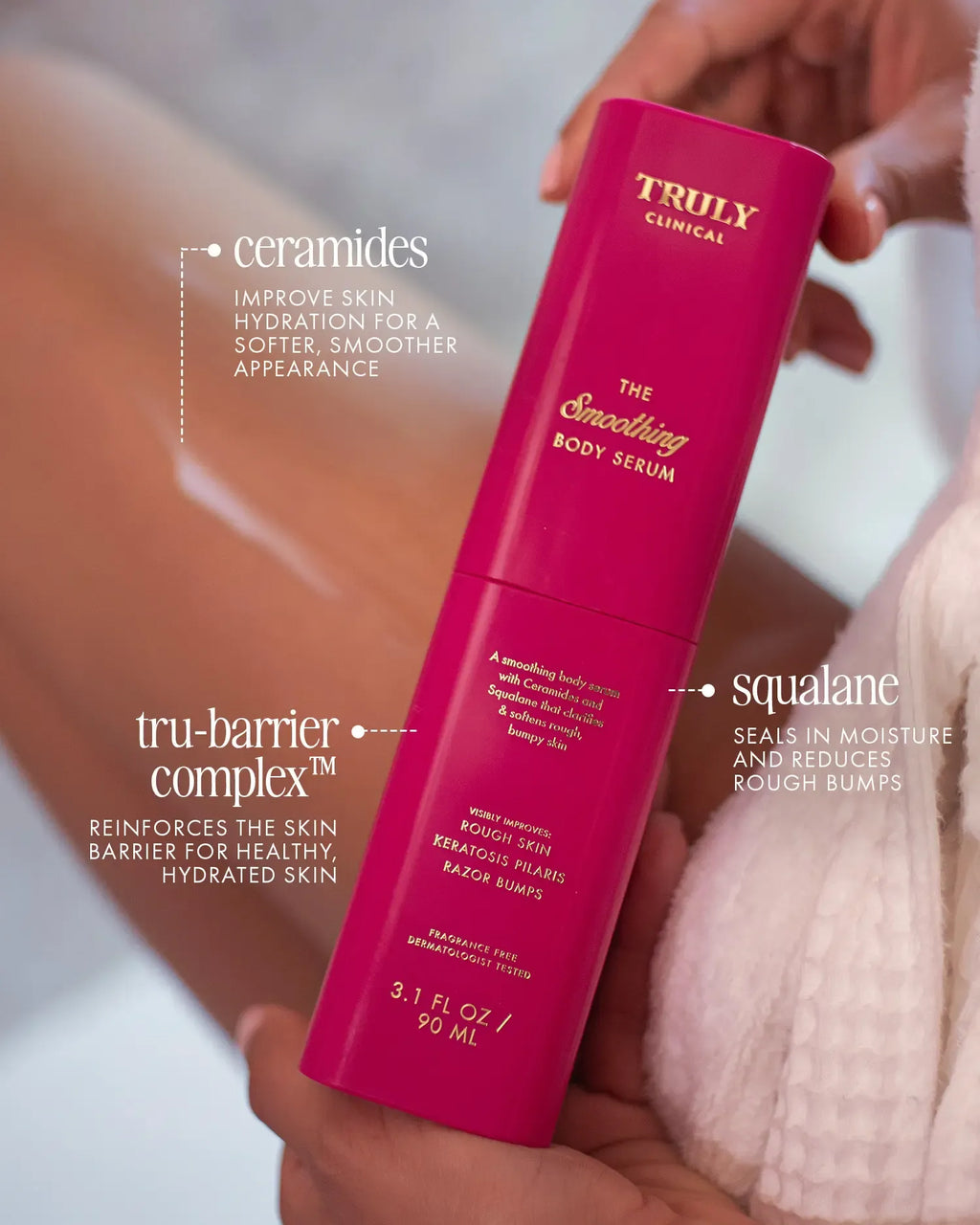 The Smoothing Body Serum – Clinical Strength Formula with Ceramides & Squalane  – Targets Keratosis Pilaris, Razor Bumps & Rough Patches – Softens, Exfoliates & Smooths for Clearer, Healthier-Looking Skin – Dermatologist Tested