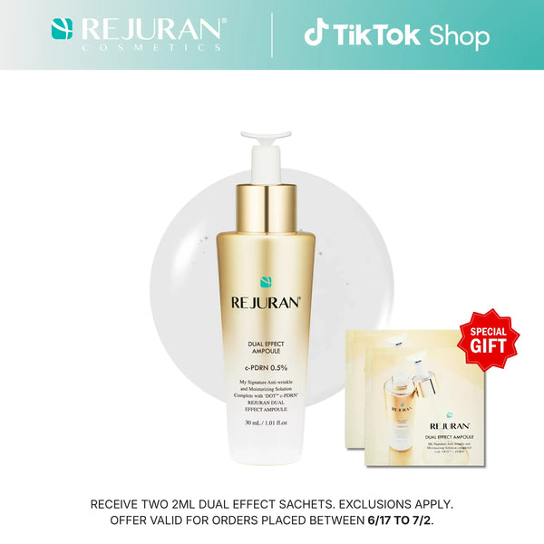 REJURAN Dual Effect Ampoule, DOT DUAL c-PDRN - Rejuvenating Face Serum for Radient Glass Skin, Wrinkle and Fine Line Treatment, Firming, and Deep Hydration, Korean Skincare (1.01 fl oz)