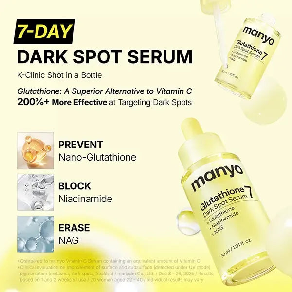 [Dark Spot Care] manyo Glutathione 7 Dark Spot Serum — Serum for Face, Radiance Serum, Hyperpigmentation and Uneven Skin Tone Care, Korean Skin Care