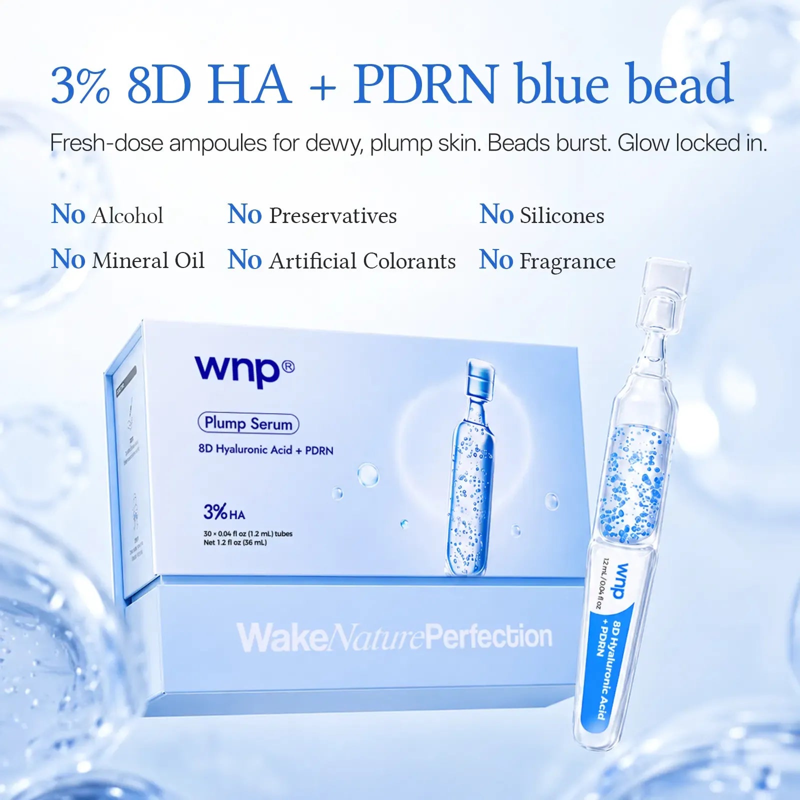 [NEW] WNP Plump Serum | 3% 8D Hyaluronic Acid + PDRN Blue Beads | Ultra-Low Molecular HA & 10 Peptide Complex | Long-Lasting Hydration for Plump | Smooth, Firm-Looking Skin summerwins