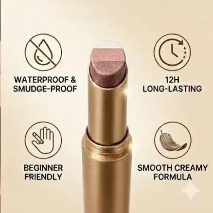 Buy 1 get 3 free --3 Color Eyeshadow Stick，New Long Lasting & Waterproof Creamy Eye Shadow，Portable Glitter shadow for Women，Smudge-Proof Long Lasting，Shimmer shadow for Day and Night (Fine Shimmer Brownish Orange）
