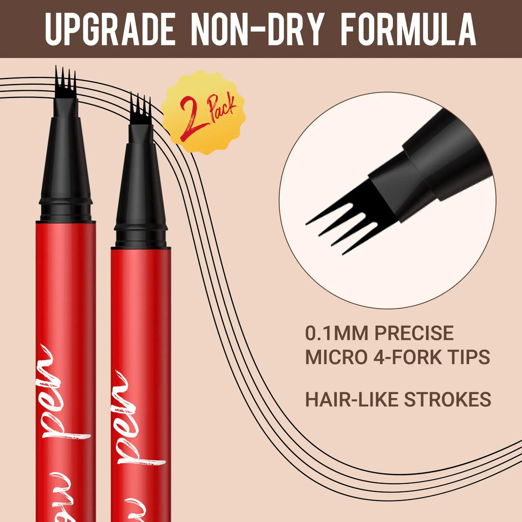 Vevivia Beauty 2-Pack Eyebrow Pens – Best Value Brow Pen Set, 4-Tip Natural Hair-Like Strokes, All-Day Wear