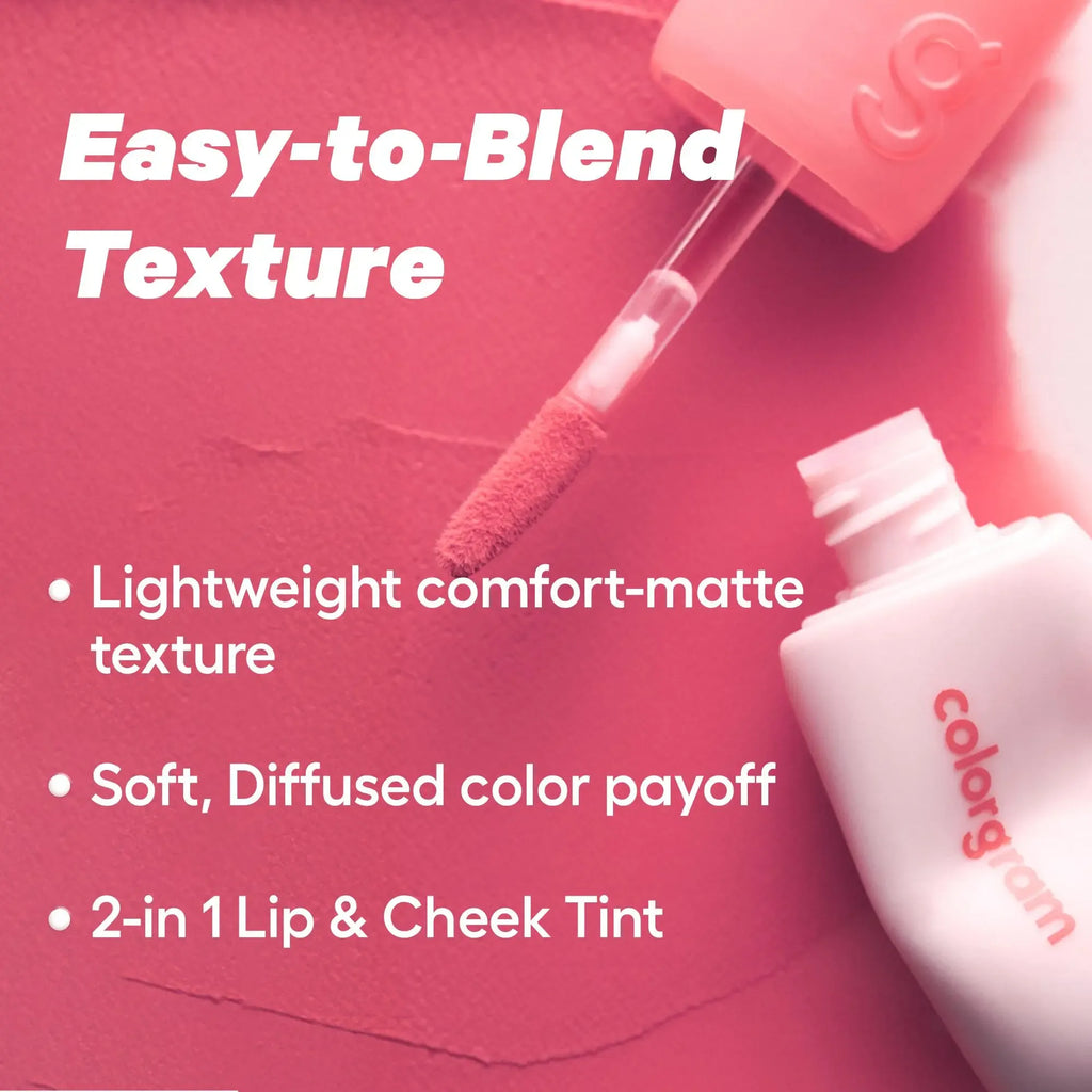 COLORGRAM NUDE BLUR TINT | K-Beauty Makeup | Soft Matte Lip Stain | Powdery Finish | 2-in-1 Lip & Cheek | Lightweight & Buildable I summervibes