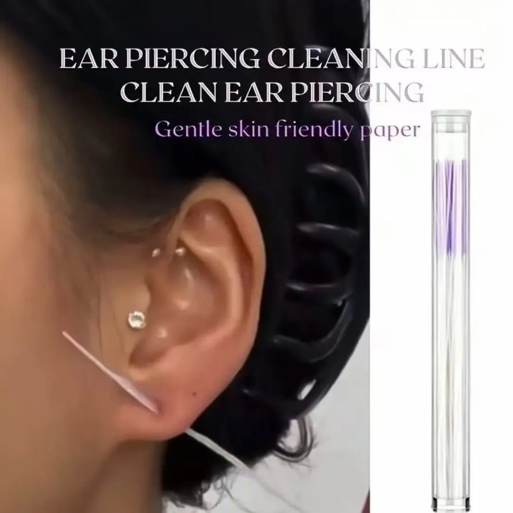 Ear Piercing Cleaning Line, Super Fine Ear Wax Removal, Odor Elimination, Anti-Clogging, Disinfection, Care, Women's Ear Cleaning Beauty Tool, Earwax Remover, Ear Cleaner, Ear Canal Cleaner, Ear Hole Cleaner