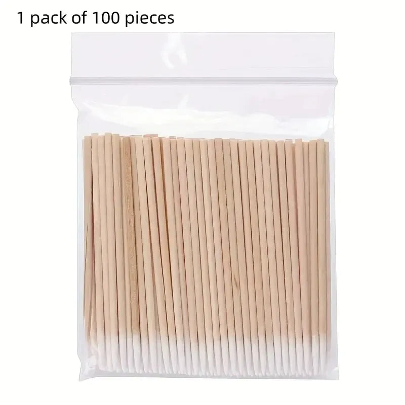 100pcs & 600pcs Nail Cleaning Sticks, Wooden Cotton Tips for Manicure Detailing, Nail Polish Remover Tool, Beauty Essentials, Cotton Swabs